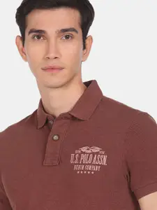 U.S. Polo Assn. Denim Co. Men Red Brand Logo Polo Collar T-shirt