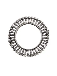 TEEJH Women Silver-Toned Brass Oxidised Silver-Plated Bangle-Style Bracelet