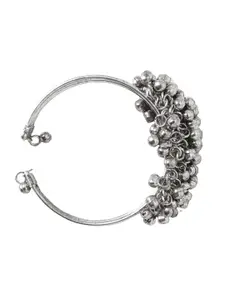 TEEJH Women Silver-Toned Brass Oxidised Silver-Plated Cuff Bracelet