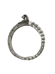 TEEJH Women Silver-Toned Brass Oxidised Silver-Plated Bangle-Style Bracelet