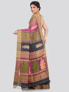 PinkLoom Beige & Purple Woven Design Saree