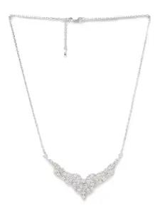 Clara Rhodium-Plated & White CZ-Studded Pendant With Chain