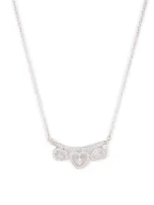 Clara Silver-Toned Rhodium-Plated Eden CZ-Studded Pendant With Chain
