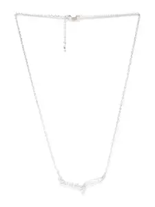 Clara 92.5 Rhodium-Plated CZ-Studded Freya Pendant With Chain