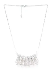 CLARA Silver-Toned 92.5 Silver Sterling CZ Studded Ayla Chain Pendant