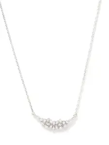 Clara 92.5 Rhodium-Plated CZ-Studded Daisy Pendant With Chain