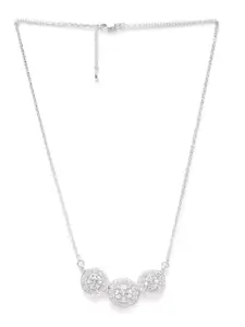 Clara Rhodium-Plated Silver-Toned White CZ-Studded Pendant With Chain