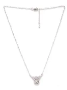 Clara Silver-Toned 92.5 Silver Sterling CZ Studded Aria Chain Pendant