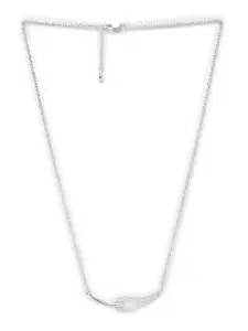 CLARA Silver-Toned 92.5 Silver Stella CZ Studded Chain Pendant