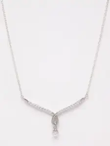 Clara Rhodium-Plated & White CZ-Studded Pendant With Chain