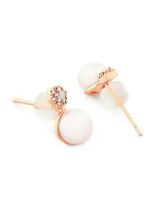 AMI Rose Gold & White Contemporary Studs Earrings