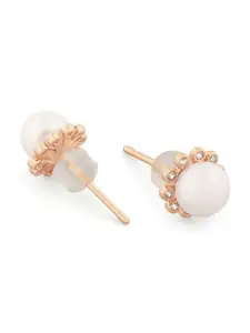 AMI Rose Gold & White Contemporary Studs Earrings