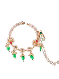 Silvermerc Designs Gold-Plated & White Pearls Beaded Nose Ring