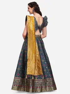 PURVAJA Teal & Red Embellished Ready to Wear Lehenga & Unstitched Blouse With Dupatta