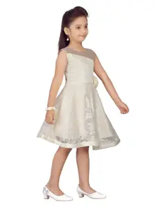 Aarika Girls Cream-Coloured Net Dress