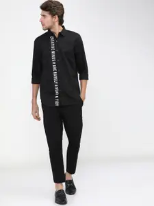 HIGHLANDER Men Black Slim Fit Printed Casual Shirt