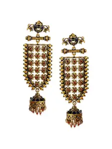 Voylla Gold-Plated Antique Contemporary Drop Earrings
