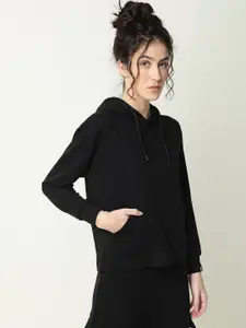 RAREISM Women Black Hooded Sweatshirt