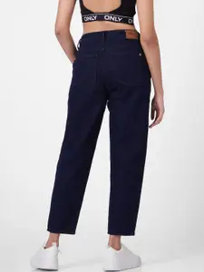 ONLY Women Navy Blue Relaxed Fit High-Rise Cropped Jeans