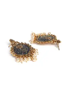 PANASH Gold-Toned Floral Drop Earrings