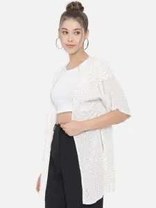 Trend Arrest Women White & Pink Printed Shrug