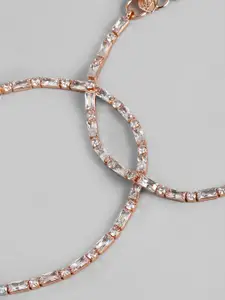 AccessHer Women Set Of 2 Rose-Gold plated AD Studded Handcrafted Anklet