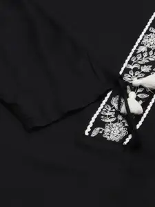 Global Desi Women Black Embroidered Straight Kurta