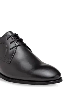 Red Tape Men Black Solid Leather Formal Derbys