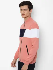 Allen Solly Men Peach-Coloured Colourblocked Pure Cotton Sweatshirt