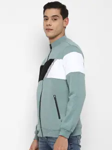 Allen Solly Men Green Colourblocked Sweatshirt
