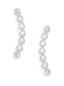 AMI Silver-Plated CZ Studded Contemporary Studs Earrings