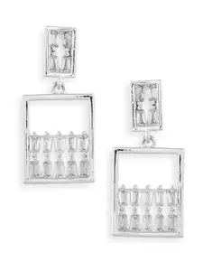 AMI Silver-Toned Contemporary Drop Earrings