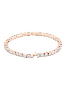 AMI Women Rose Gold-Toned Cubic Zirconia Studded Kada Bracelet
