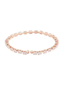 AMI Women Rose Gold-Plated & White Brass Cubic Zirconia Kada Bracelet