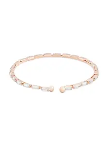 AMI Women Rose Gold-Toned Cubic Zirconia Studded Kada Bracelet