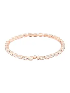 AMI Women Rose Gold & White Brass Cubic Zirconia Rose Gold-Plated Kada Bracelet