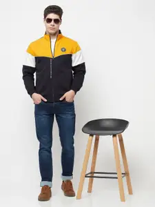 Octave Men Mustard Yellow & Black Colourblocked Sweatshirt