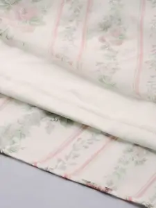 AND White & Pink Floral Print A-Line Asymmetric Hem Midi Dress