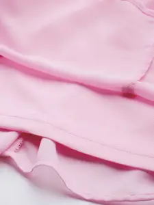 AND Women Pink Floral Embroidered Sequined V Neck A-Line Dress