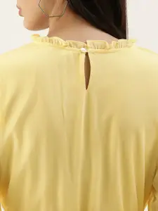 AND Yellow Solid Fit & Flare Dress