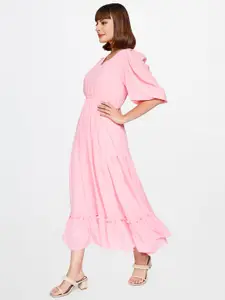 AND Pink Maxi Solid Dress