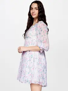 AND Women Blue & Pink Floral Dress