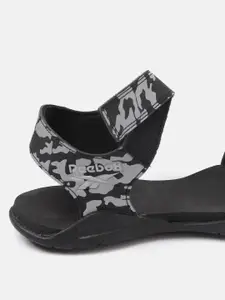 Reebok Men Black & Grey Camouflage Print Milo Sports Sandals