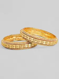 Anouk Set Of 2 Gold-Plated White AD-Studded Bangles