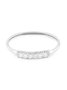 AMI Women Silver-Toned Cubic Zirconia Studded Kada Bracelet