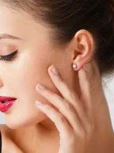 AMI Set Of 4 Silver-Toned Contemporary Studs Earrings