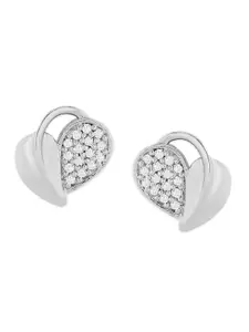 AMI Silver-Toned Contemporary Cubic Zirconia Stud Earring
