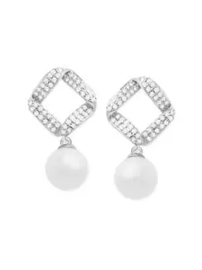 AMI Silver-Toned Contemporary Drop Earrings