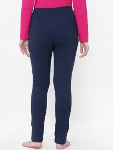 Sweet Dreams Women Navy Blue Solid Cotton Lounge Pants