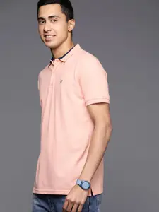 Allen Solly Men Peach-Coloured Solid Polo Collar T-shirt